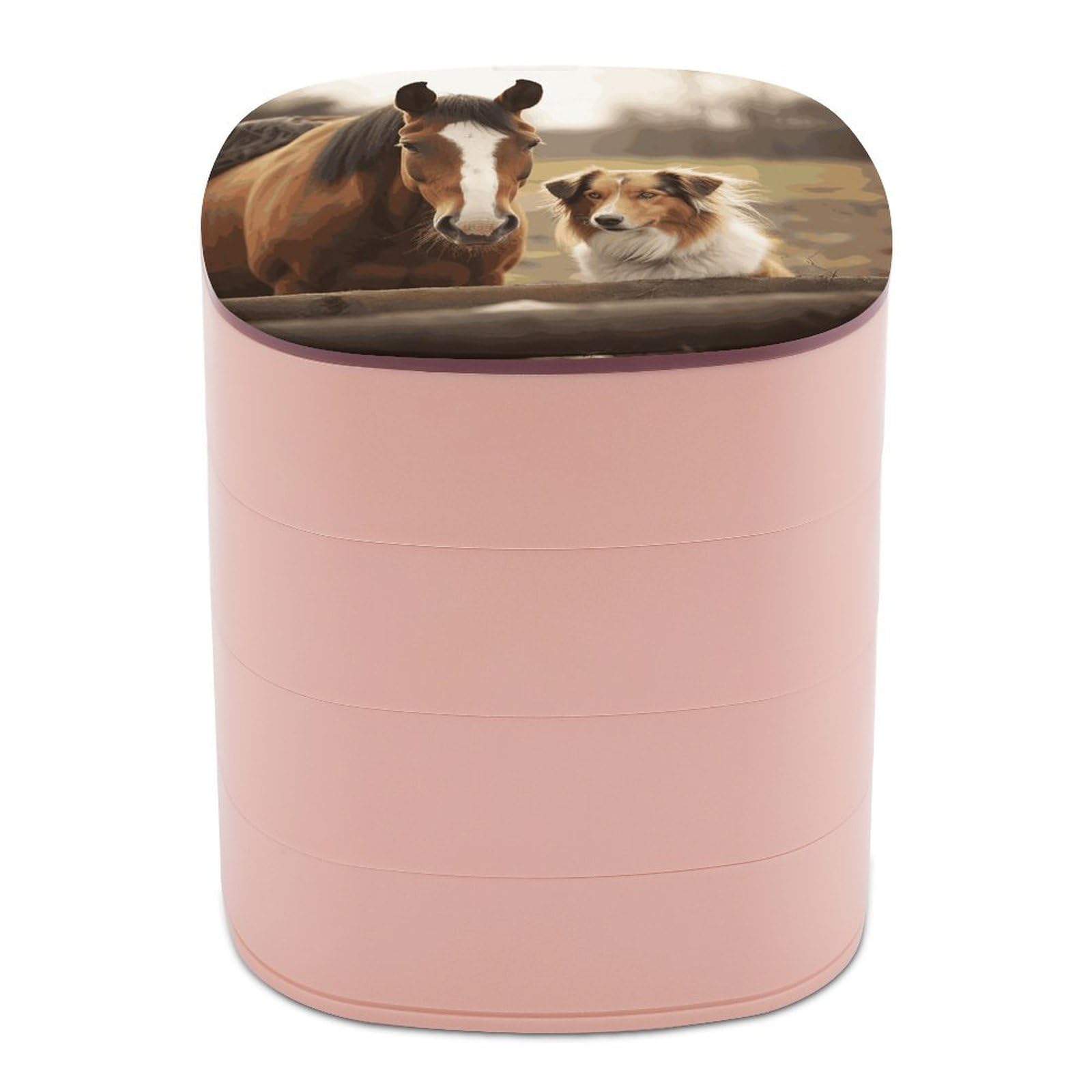 Organisateur de bijoux avec couvercle motif chien cheval sur votre coiffeuse de chambre