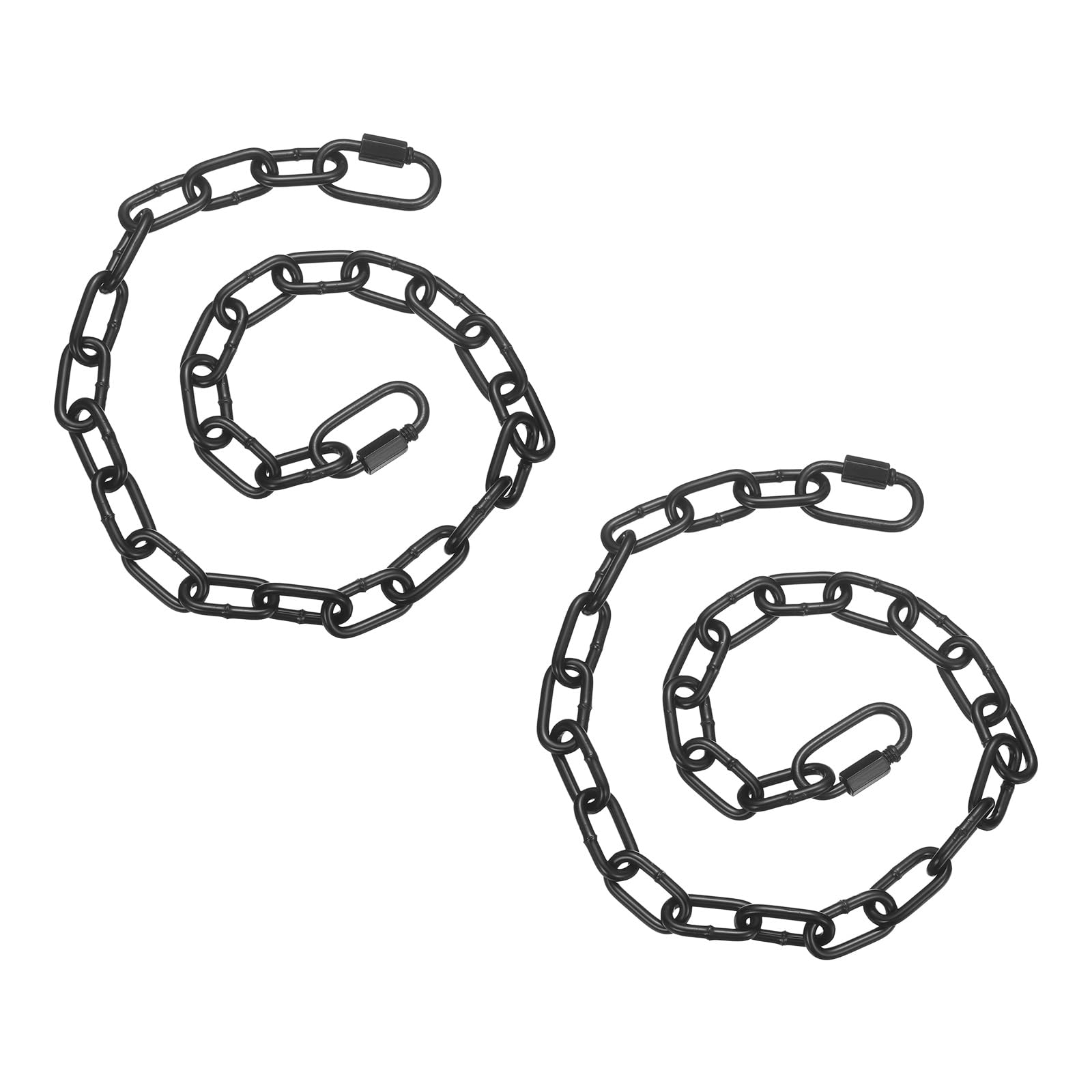 PATIKIL 2 Pcs Gate Chain Lock, 26 in x 4mm Dia Alloy Steel Hanging Chain Lock with 2 Clasps for Stall Barn Fence Gate Hammock Swing Punching Sandbag Yoga Gym, Black