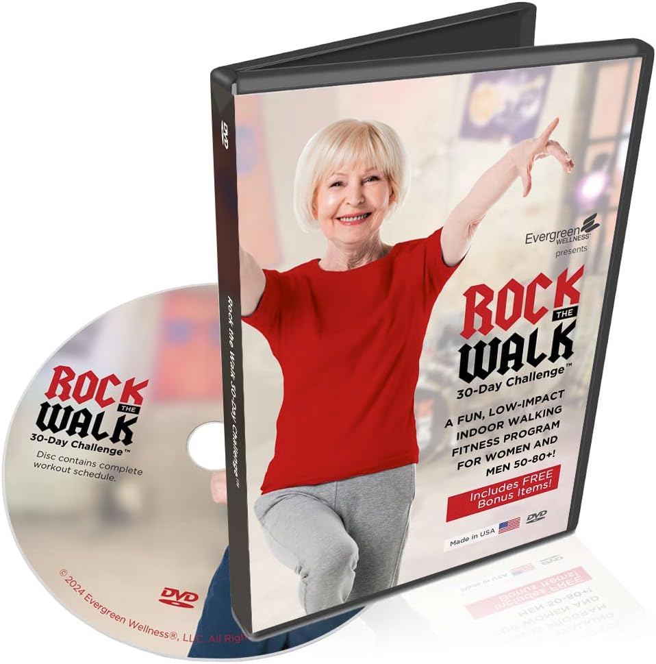 Evergreen Wellness Rock The Walk 30-Day Workout Challenge DVD for Beginners and Seniors - The Low Impact, Indoor Walking Exercise Program
