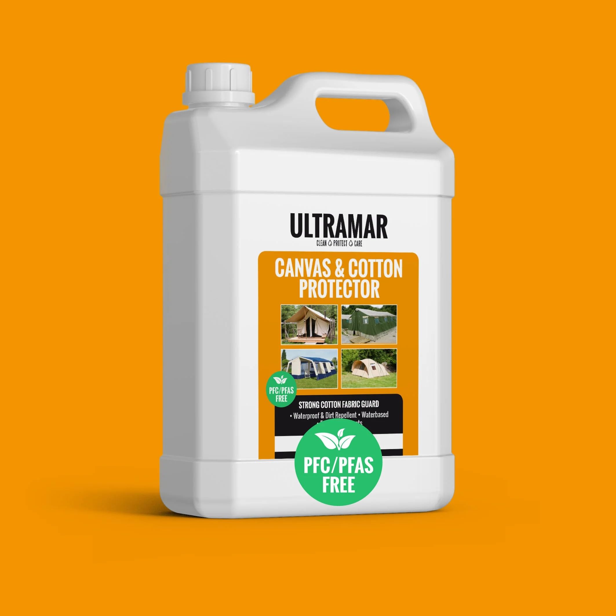 Ultramar - Canvas & Cotton Protector - 5L - Imperméabilisant pour Tente, Coton et Textiles Tent - Imprégnation Forte - Imperméable à l'eau