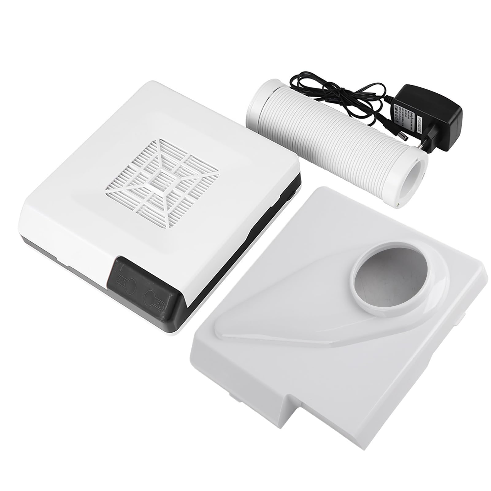 Nagel Staubsauger, 60W 2 IN 1 Salon Saug Staubsammler Maschine Mit LED Licht Starker Power Nail Art Staubsauger Maniküre Staubsauger Maschine, Weiß