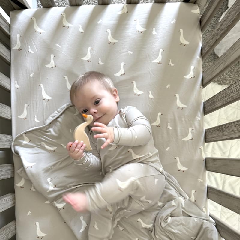 Image of gunamuna Crib Sheet - Ultra-Soft, Breathable Fitted Sheet for Standard Cribs, Cozy Sleep Surface for Babies and Toddlers, Goose