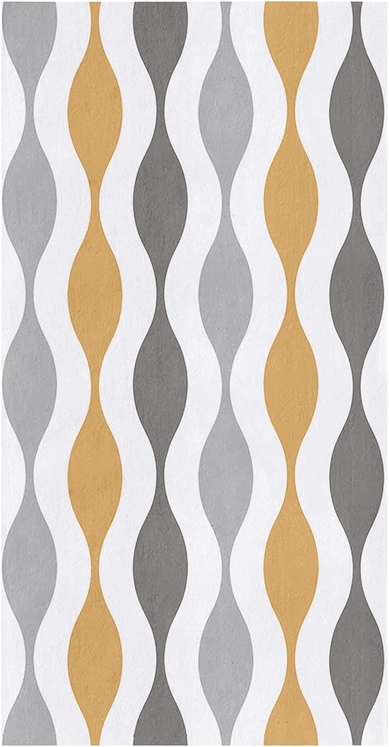 T&H XHome Kitchen Dish Towels 1 Pack-Super Absorbent Soft Microfiber,Mid-Century Modern Geometric Yellow Gray Pattern Cleaning Dishcloth Hand Towels Tea Towels for Kitchen Bathroom Bar