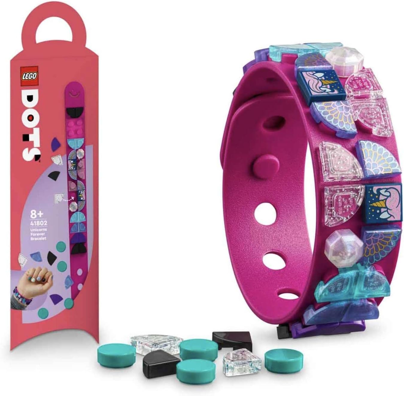 LEGO DOTS Unicorns Forever Bracelet 41802 DIY Craft and Decoration Kit; Building Blocks Toy Set; Toys for Boys, Girls, and Kids (37 Pieces)