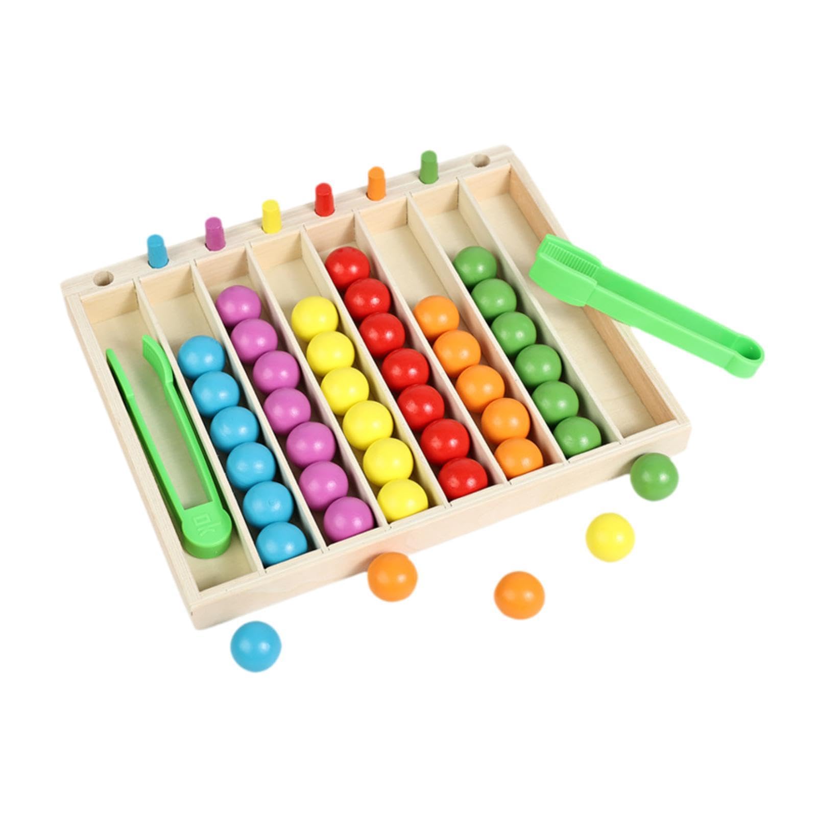 Juego clasificación Bolas Madera por Colores, Juego clasificación Bolas Coloridas, Educativo combinación Colores