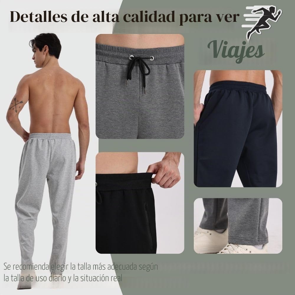 Pantalones de chándal para hombre, paquete de 3 unidades, pantalones de chándal atléticos para hombre, con cremallera, transpirables y flexibles