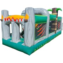 HeroKiddo 20x 8x 9 T-Rex Dinosaur Theme Inflatable Obstacle Course, 100% Commercial Grade PVC, Includes Blower, Backyard Wet/Dry Fun for Kids and Adults, Large Mesh Windows for Easy Supervision