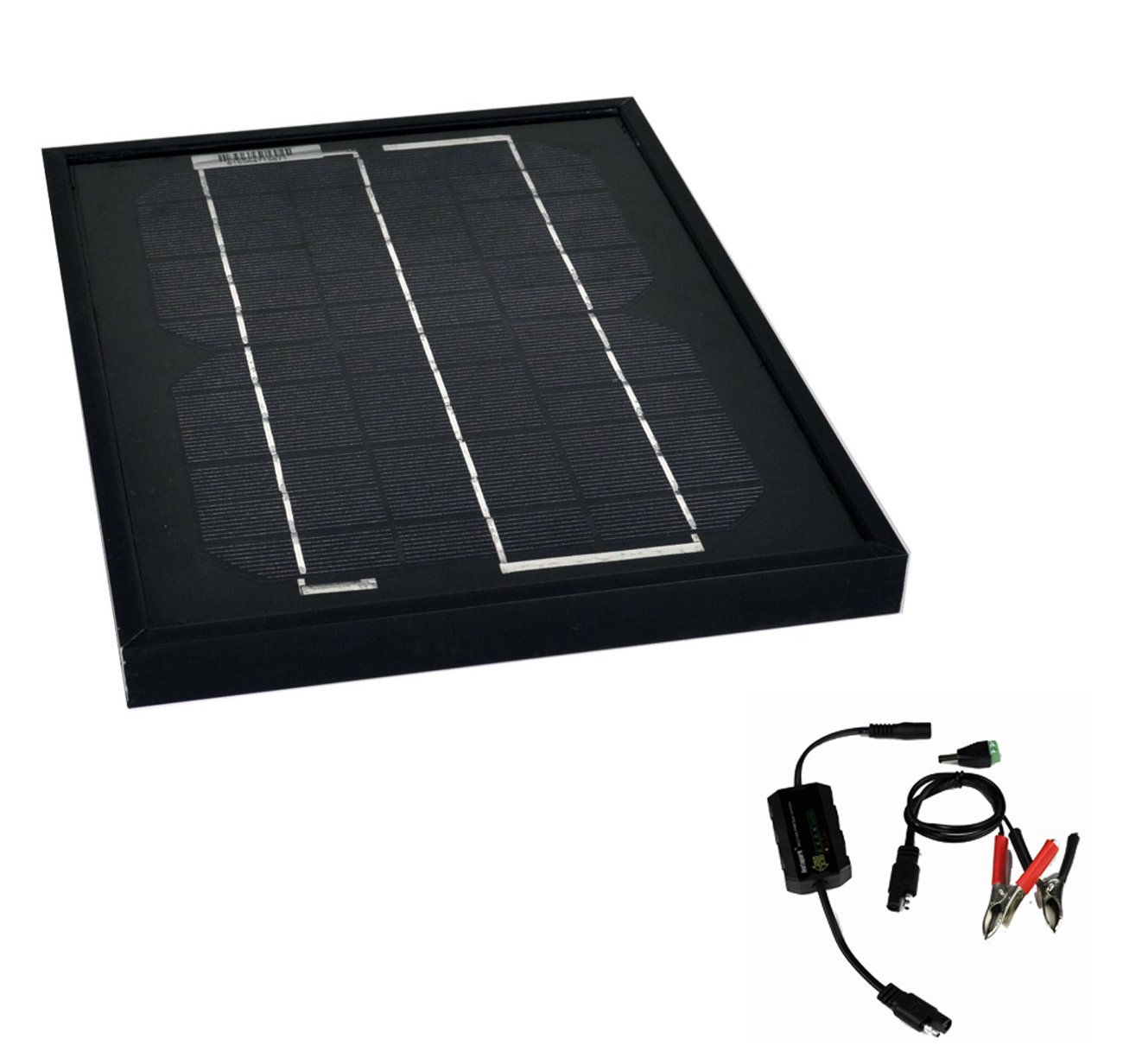 Instapark NEW All Black 5W Mono-crystalline Solar Panel with 12V Solar Charge Controller