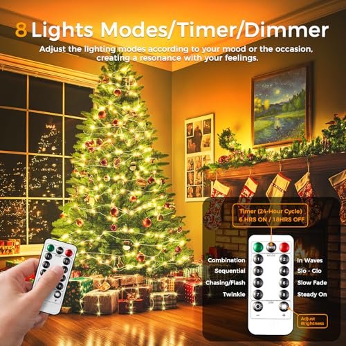 Wdtpro OKDMX-BWSL-02 Fairy Lights Battery Operated, 33Ft 100 Dimmable Led String Lights Timer With Remote, Waterproof 8 Modes Twinkle Lights For Bedroom Indoor Outdoor Christmas Tree Decor thumb #3