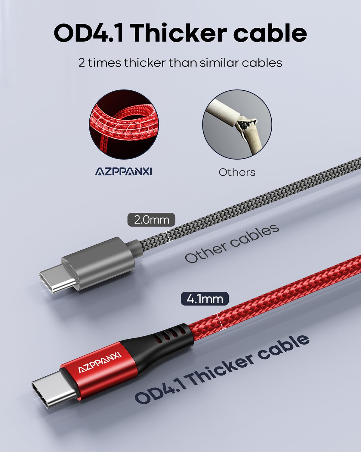 Cable USB C a USB C de 20 pies, cable USB C extralargo (USB 2.0, 60 W), cable trenzado de carga rápida tipo C a tipo C para iPhone 16 15 Pro Max MacBook iPad Samsung Galaxy S24 S23 Pixel Moto LG