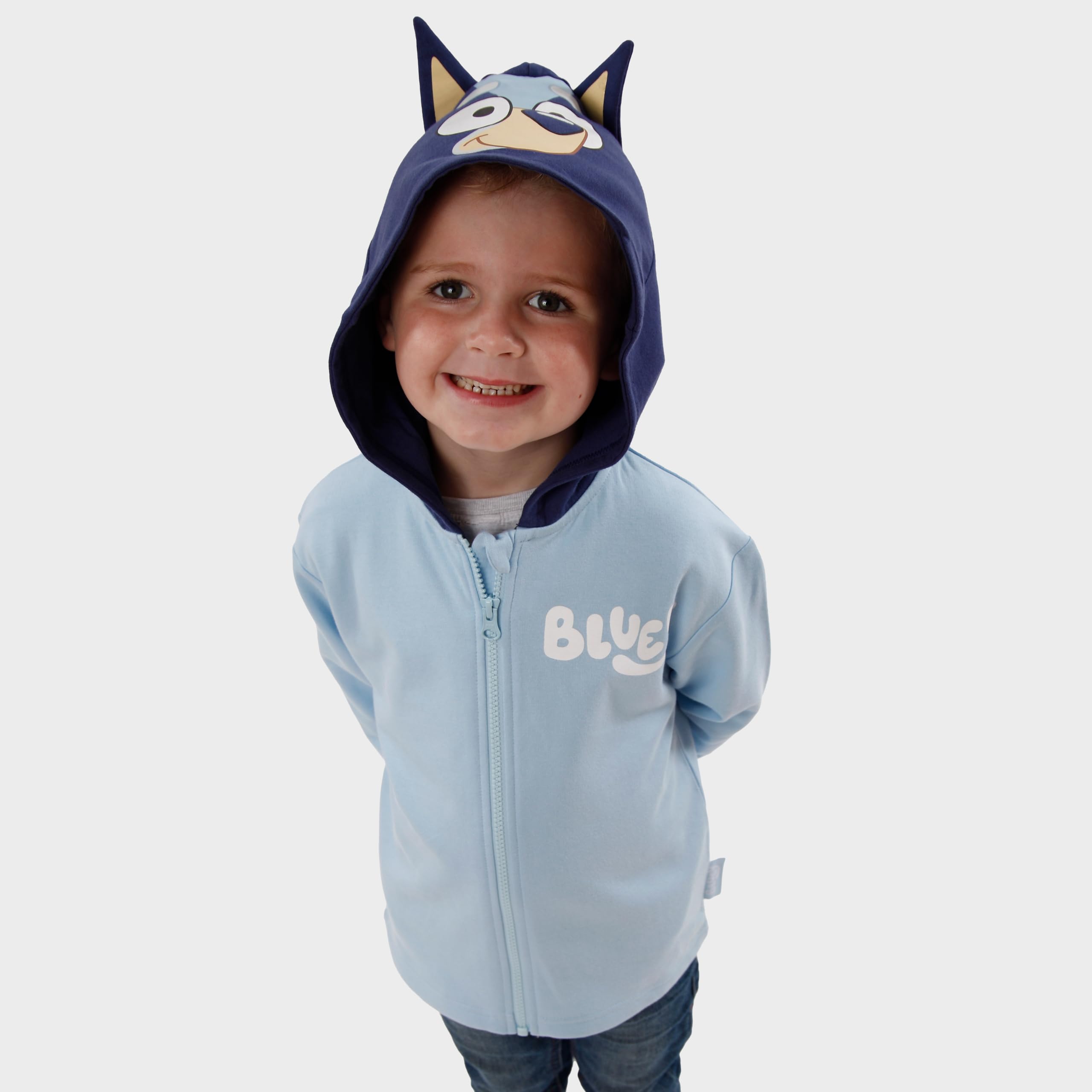 Bluey Niebieska Z Kapturem Z Uszami 3D | Bluza Z Kapturem | Kostiumowa Bluza Z Kapturem Dla Chłopców | Oficjalny Towar