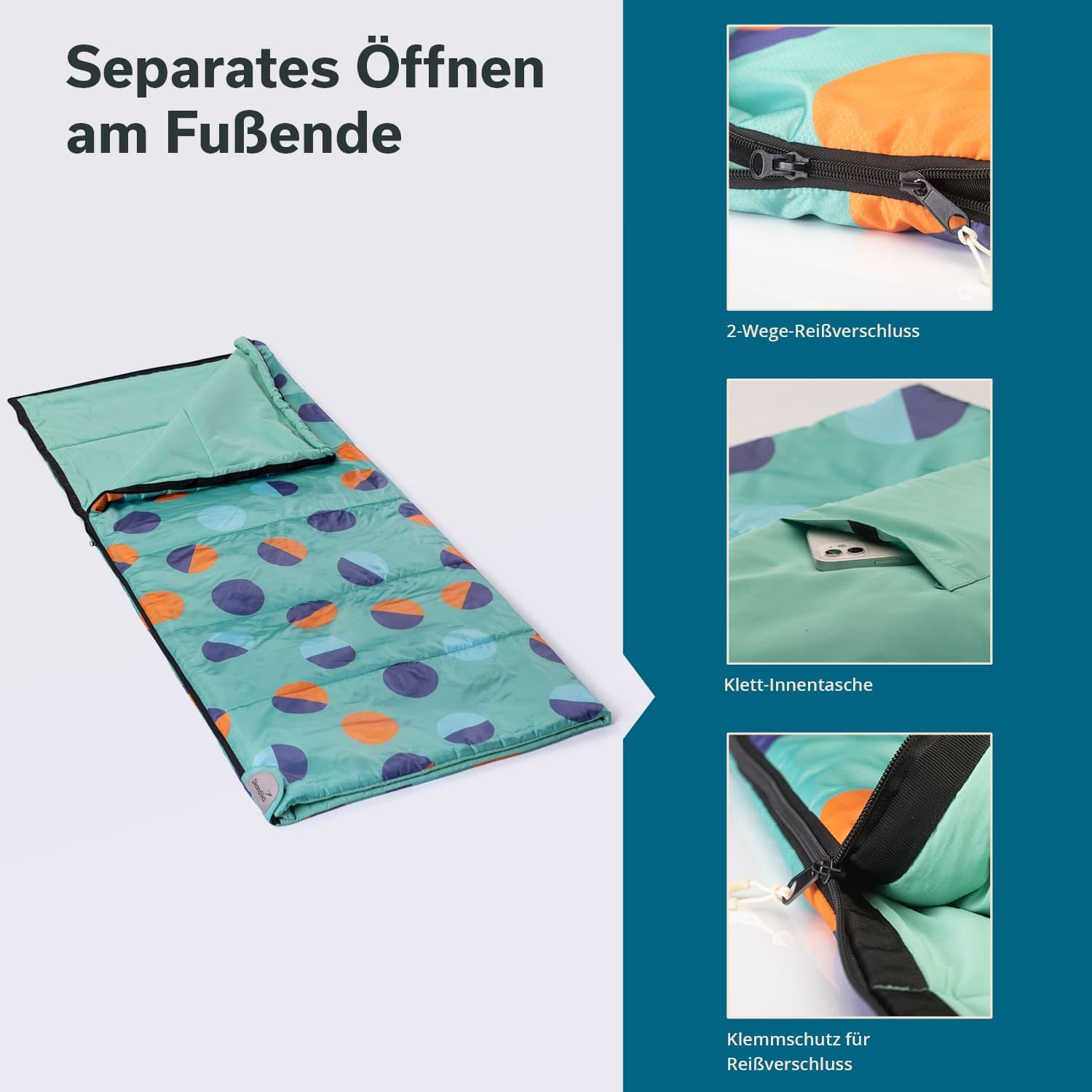 Skandika Sovro Lite 190 | Saco de Dormir Ligero para Adultos, Relleno de 150 g/m², para 3 Estaciones, se Puede Utilizar como Saco de Dormir Doble, Saco de Dormir con Almohada