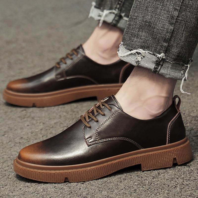 Men's Lace-up Casual Shoes Low-top Oxford Shoes Height-Increasing wear-Resistant Round-Toed Soft-Soled Shoes for Men3
