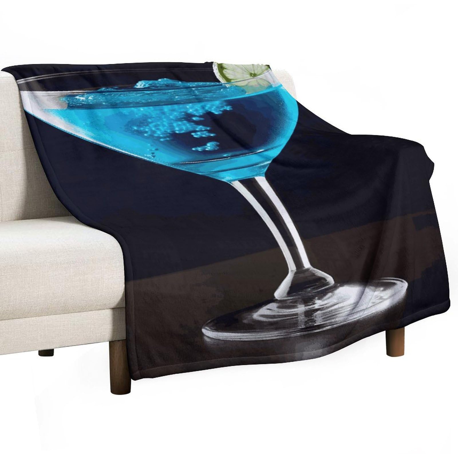 Couverture de cocktail en flanelle bleue pour canapé-lit, plaid chaud 101x152