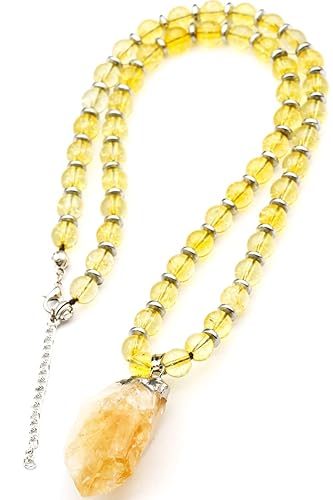 Miniatura 8 de ElisaJewelryArt - Natural Raw Selenite Crystal Beaded Choker Necklace Genuine Gemstone Memory Stone Clasp Closure Necklace Unisex Necklace (26, Raw