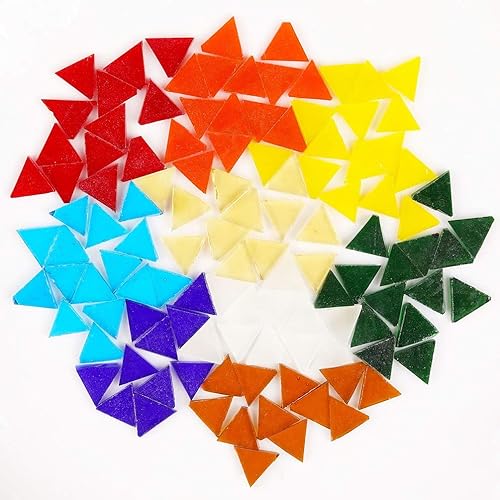 Miniatura 3 de Azulejos de mosaico de vidrio triangulares de 7.05 oz de 0.6 x 0.6 pulgadas, azulejos de mosaico de vidrieras para manualidades, piezas de vidrieras