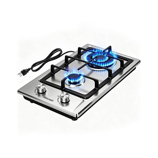 VancEpic 2 Burner Gas Cooktop, 12 Inch Stainless Steel Propane Stove Top