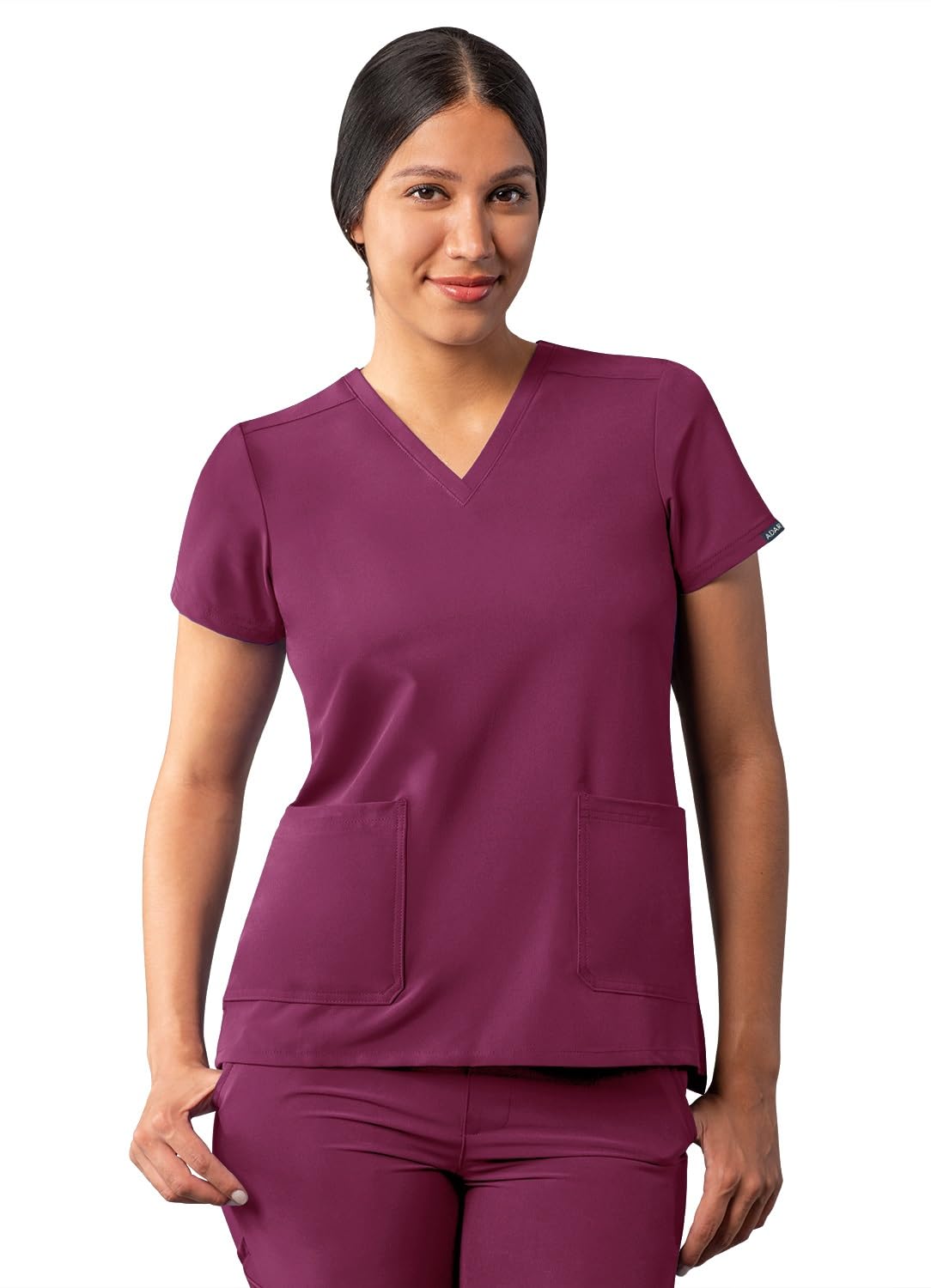 Adar Addition Scrubs for Women - Modern V-Neck Scrub Top - A6008 - Wine - 2X