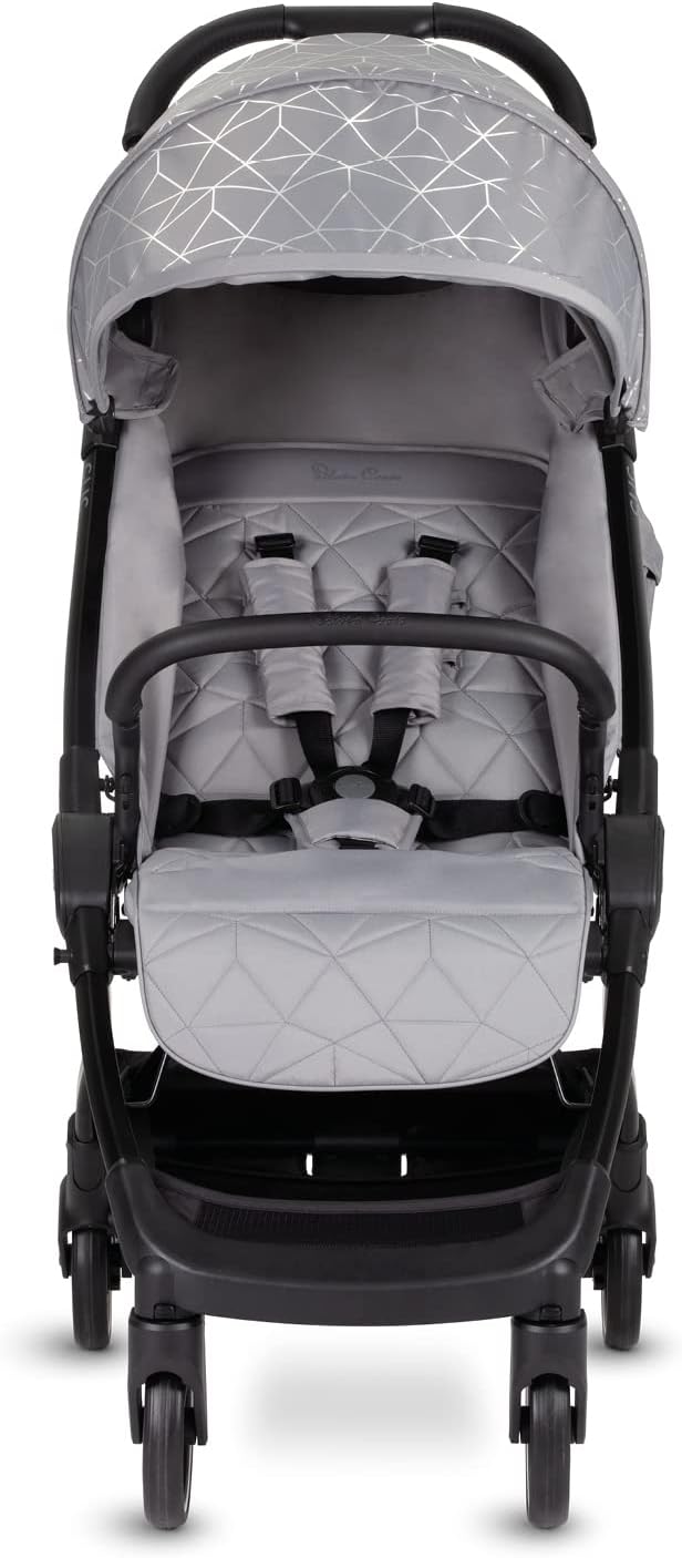 Silver Cross Baby Clic Stroller - Compact Portable Reclining Buggy with Trolley Function - Foldable Infant Pushchair with Adjustable Canopy Backrest - Lightweight Toddler Travel Stroller - Grey