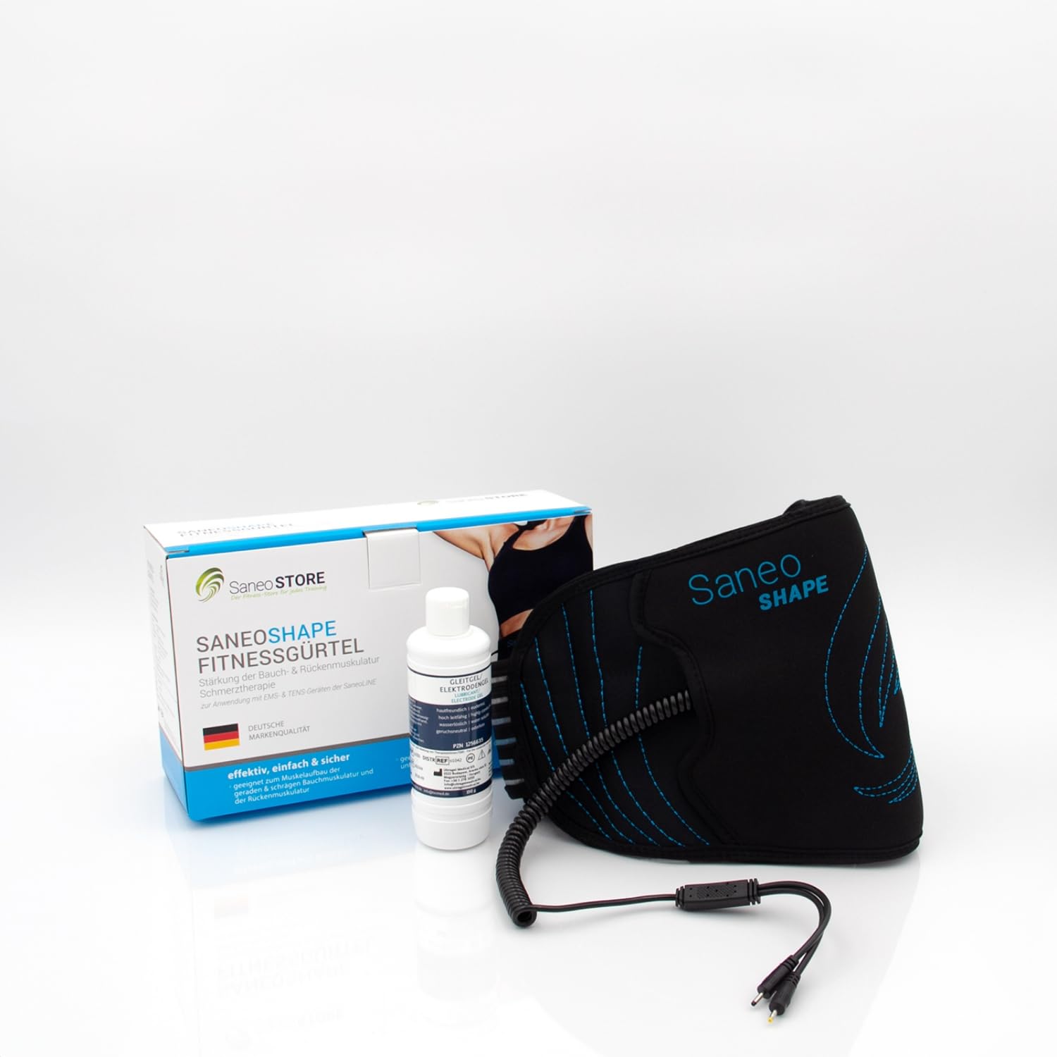 Saneo SaneoSHAPE EMS Fitnessgürtel für Bauch & Rücken – Bauchmuskeltrainer zur Stärkung der schrägen Bauchmuskeln & Rückenmuskulatur – Haltungskorrektur & Core Training
