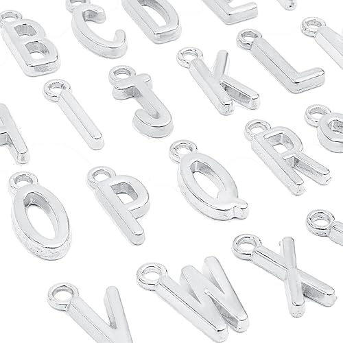 Miniatura 4 de 104 piezas (4 juegos) de aleación de letras del alfabeto, colgantes de letras iniciales de la A a la Z, accesorios para decoración de manualidades,