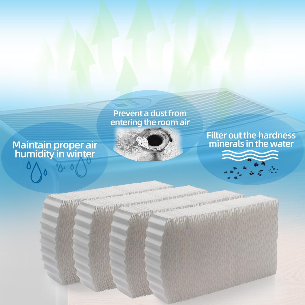 Alocs HDC411 Humidifier Super Filter Wick Replacement Compatible with AIR-Care Essick Air HDC3120DCN Kenmore 32-14912 42-14912 Humidifiers (4 Pack)