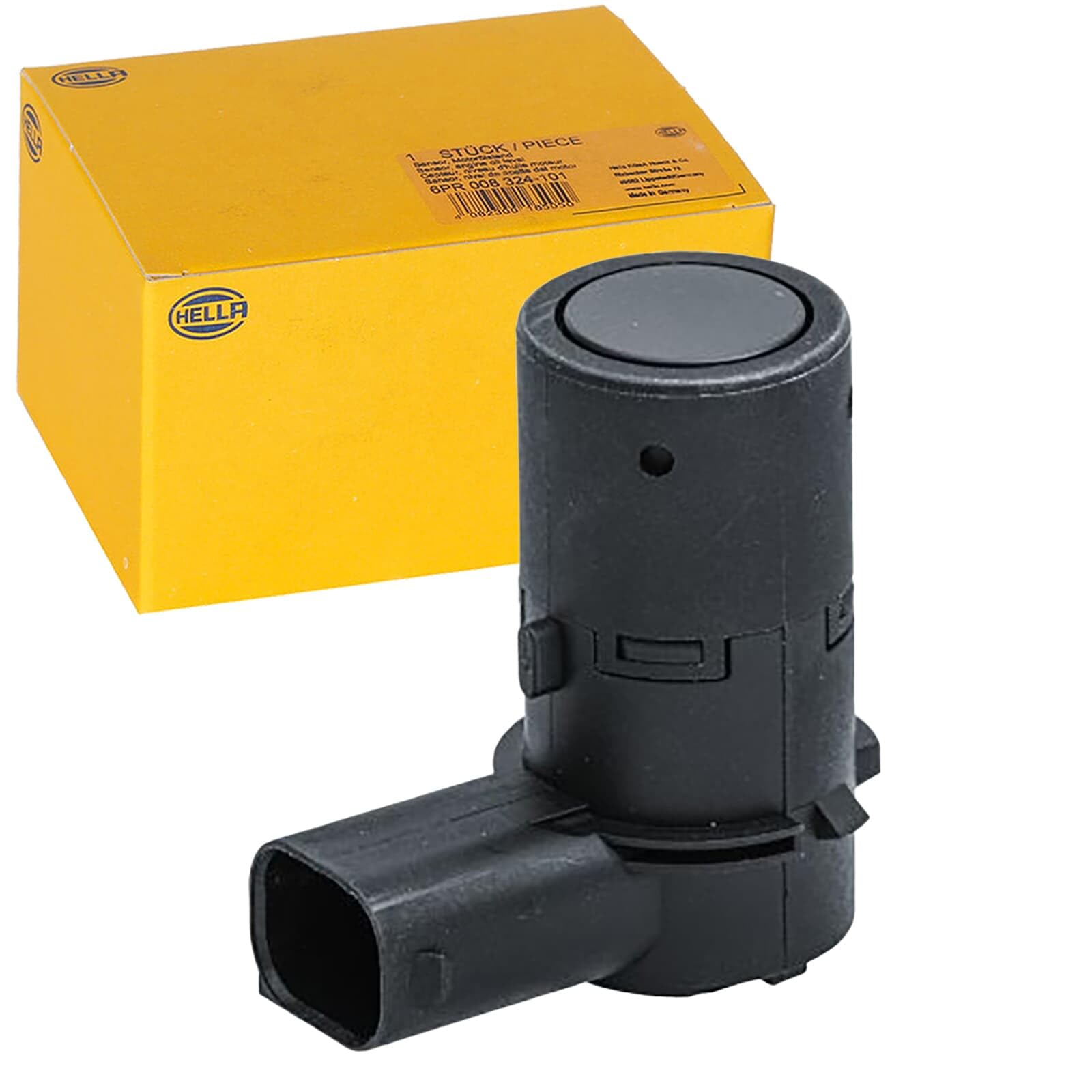 HELLA 6PX 358 141-511 Sensor, auxiliar de aparcamiento - en forma de ángulo - 3polos - enchufado - barnizable