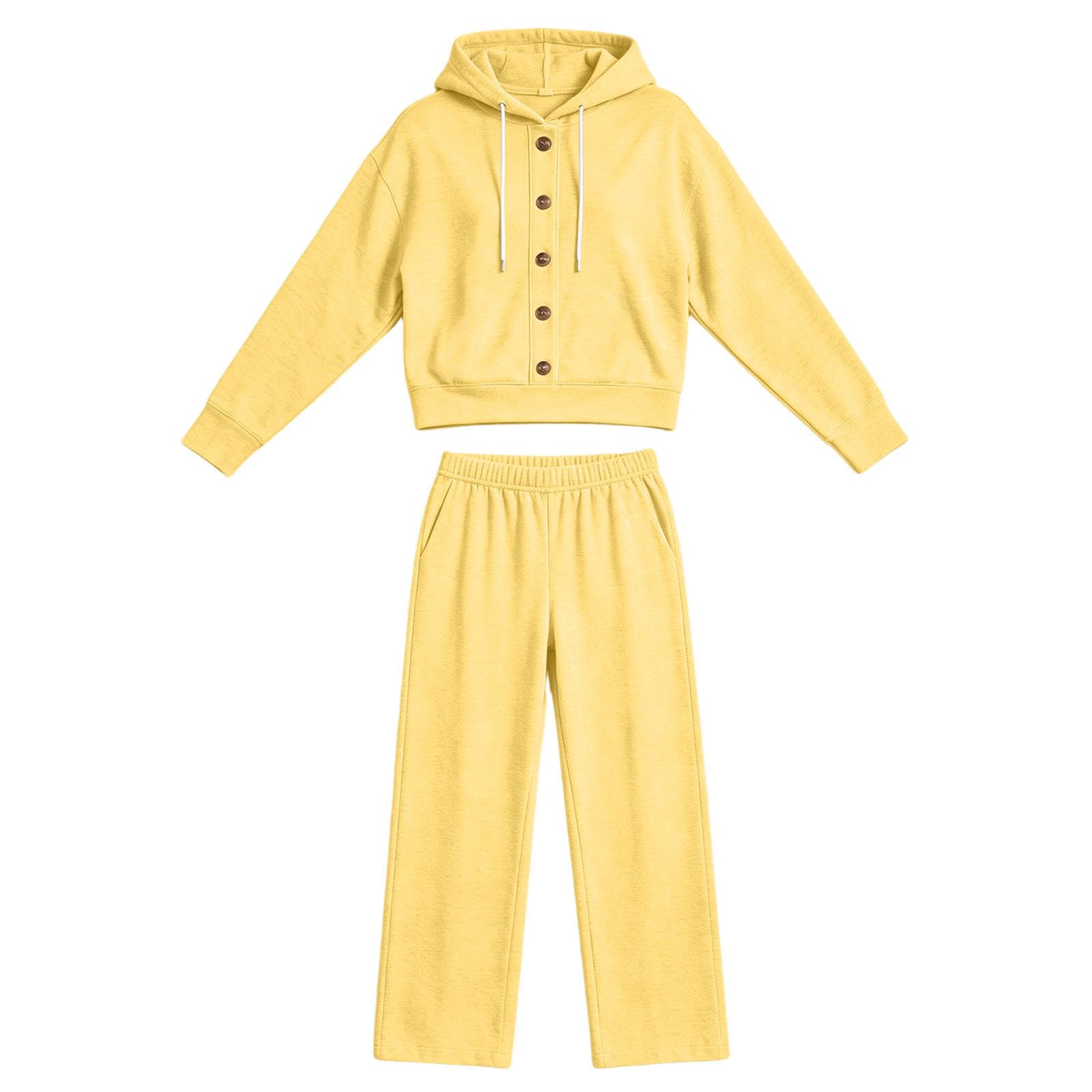 Generico Tuta Donna Pile 2 Pezzi, Set Felpa e Pantaloni da Casa | Set Tuta Donna Elegante, Felpa con Cappuccio Manica Lunga e Pantaloni Larghi