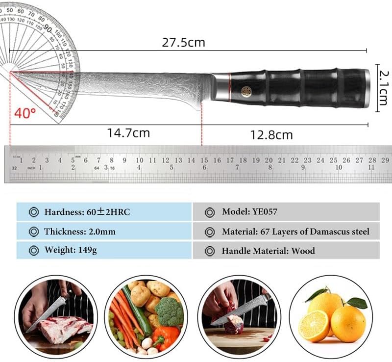 Meat Cleaver,Cleaver Knife Damascus Boning Knife 5.5 Inch Damascus Steel Butcher Knife Slicing Filleting For Bone Meat Fish Fruit Vegetables Cooking Tool