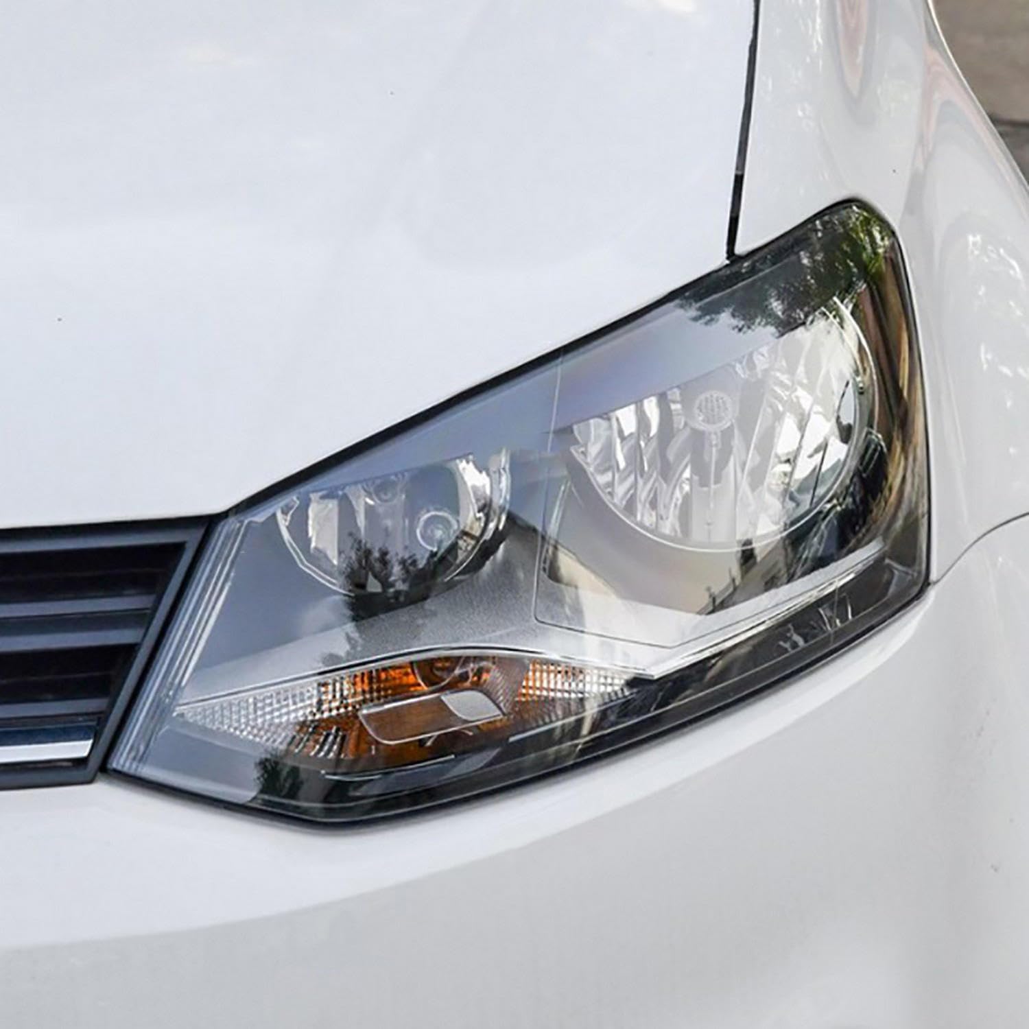 JCAKES Car Headlight Protective Film Vinyl Restoration Transparent Black TPU Sticker，for VW Polo 2012-2016 Accessories