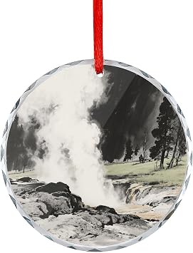 Car Accessories Steam Rising from Geysers Printed Rearview Mirror Pendants Suitable for Decorating Christmas Trees Offices Fireplaces Car Interiors Or Anywhere You Want to Decorate