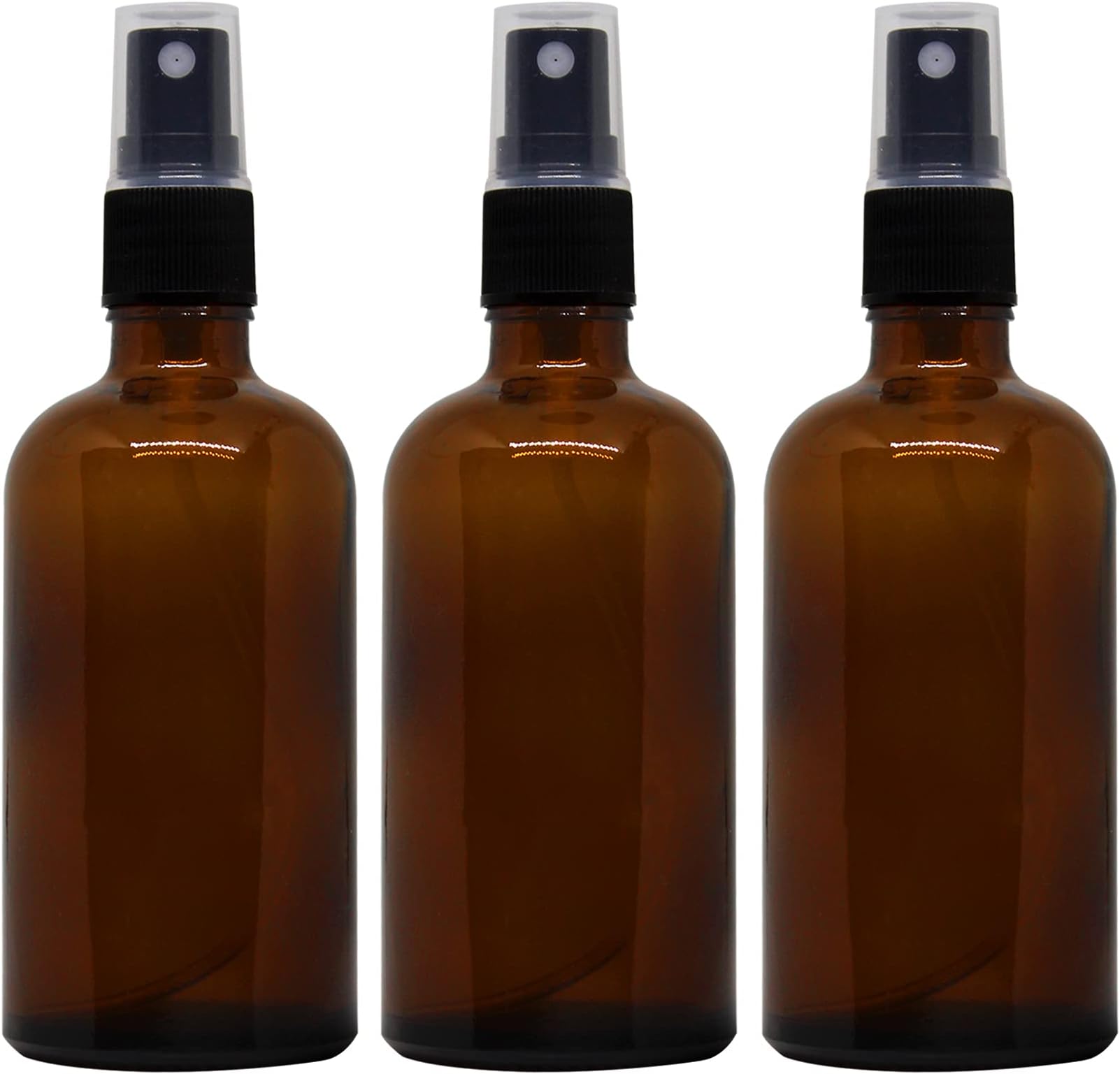 nsb herbals 100 ml Refillable Amber Fine Mist Spray Glass Bottles with Leak Proof Spray Pump for Multipurpose uses for DIY Perfume, Essential Oils, Blends, Aromatic Water, Beauty Products (Pack of 3)
