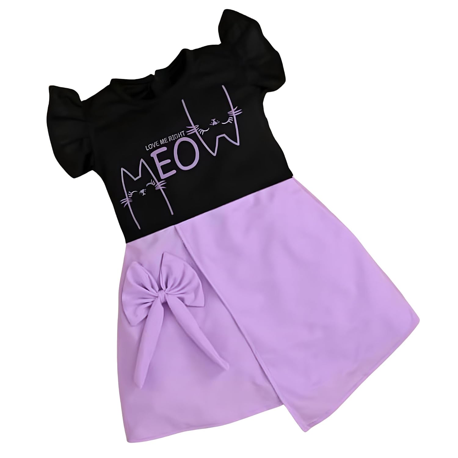 4YOU Dresses Beautiful Black and Lavender Color Crepe Fabric Dress for Girls - Review, Price and Buying Guide