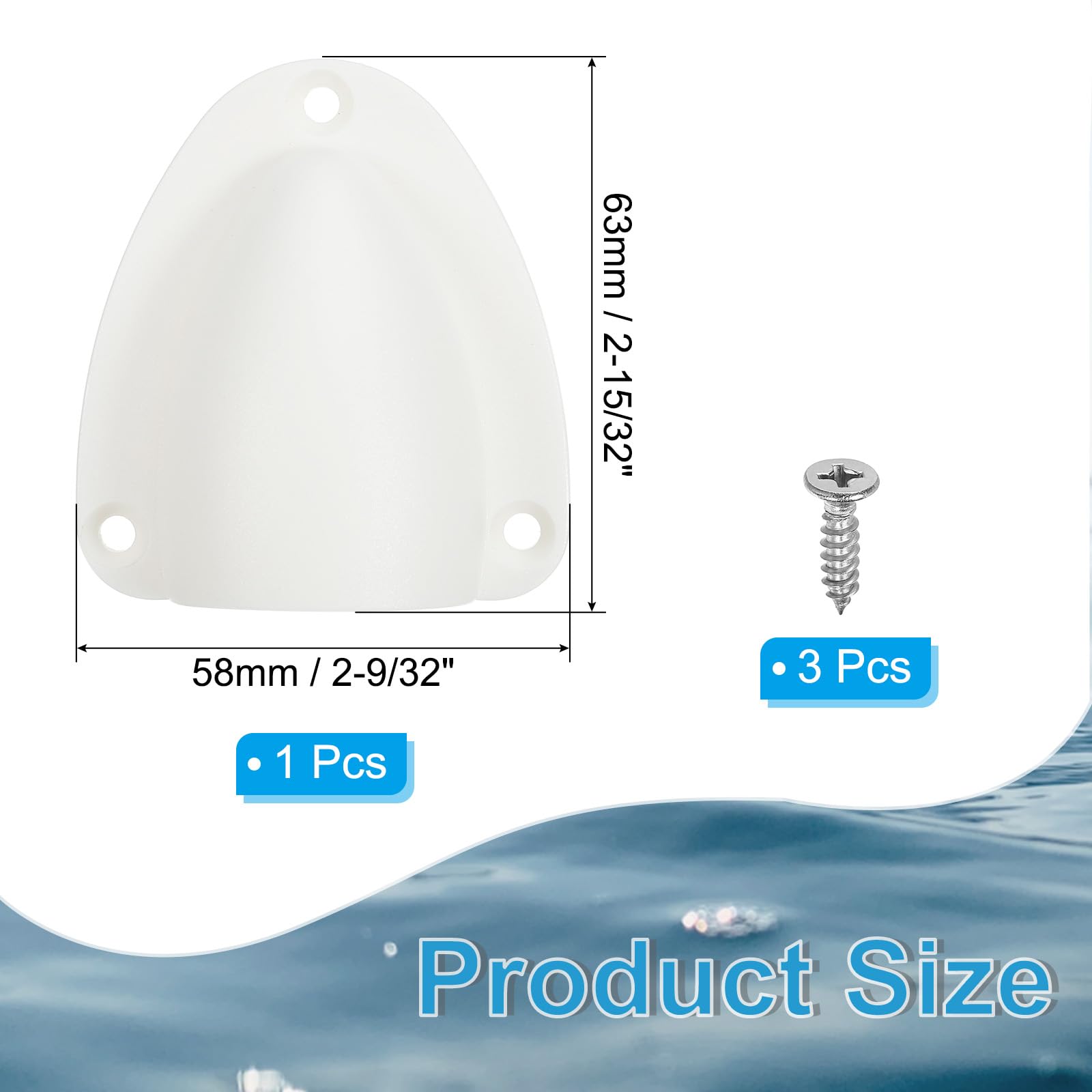 PATIKIL 2-15/32" Coperchio di Sfiato per Cavo in Nylon Marino, Tappo di Sfiato in Plastica a Conchiglia con Viti di Installazione per Yacht, Bianco