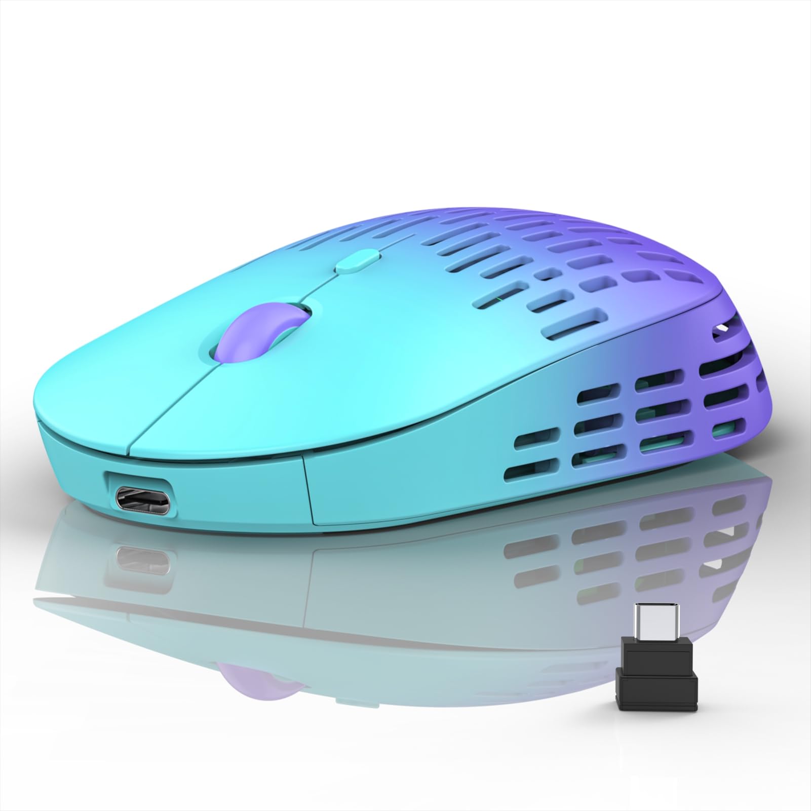 RAPIQUE Bluetooth Wireless Mouse, Dual Mode Rechargeable Silent Computer Mice with 2.4G Type C Receiver, USB C Mouse for MacBook, Laptop, Surface Pro, Chromebook, Tablet (Mint Green to Purple)-picture-16