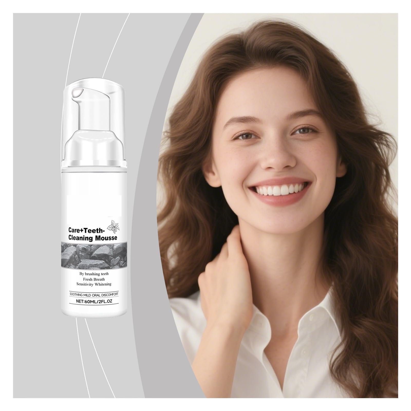 Mousse Limpiador Dental 60ml: La textura espumosa limpia suavemente la de los dientes, haciendo que el cepillado diario sea más suave(2pcs)