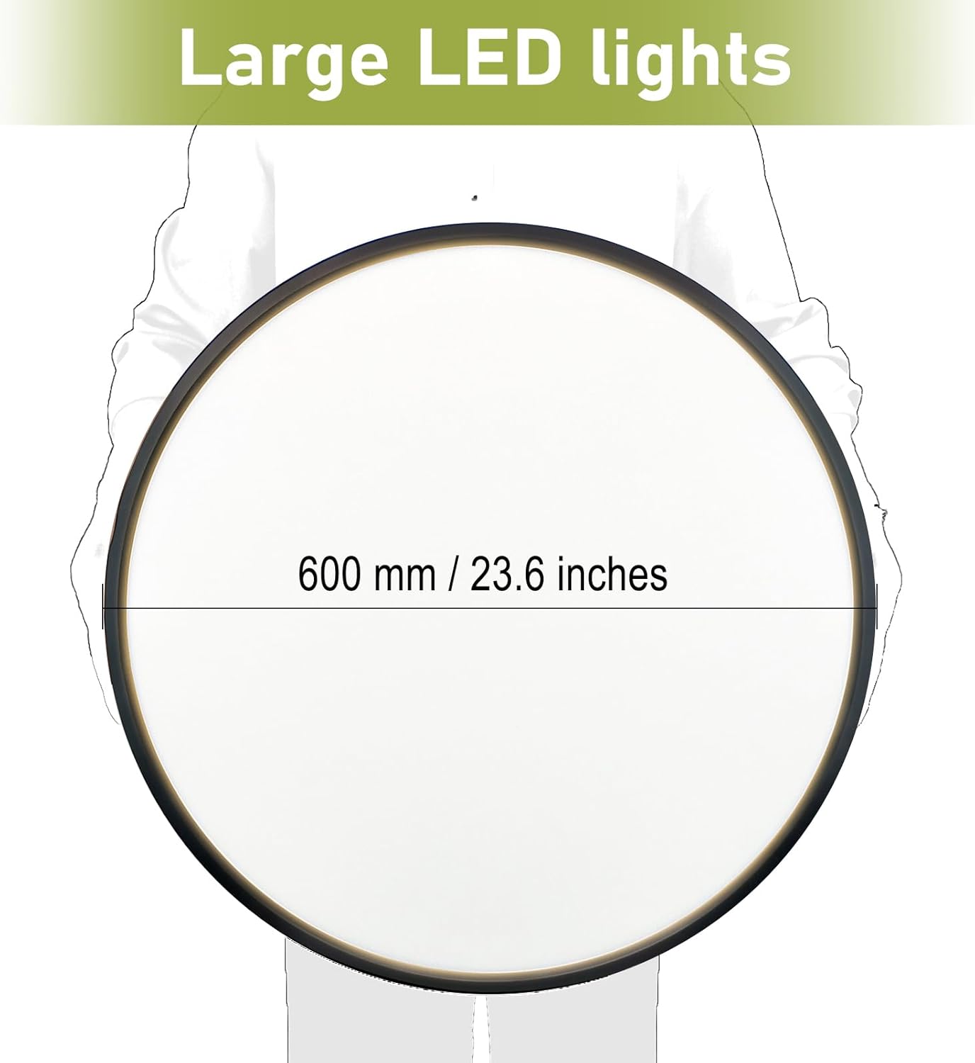 23.7 Inch LED Flush Mount Ceiling Light - Dimmable & 3 CCT Modes(3000/4000/6000K), 5000LM, 50W Ultra-Thin Low Profile Ceiling Light for Living Room, Kitchen, Hallway, Office, Black