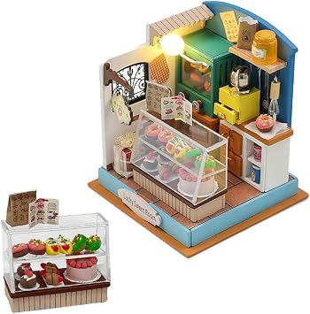 DIY Miniature Dollhouse Kit Wooden Dolls House with LED Creative Room Mini House Building Kit for Birthday Gift Lucky Sweet Room
