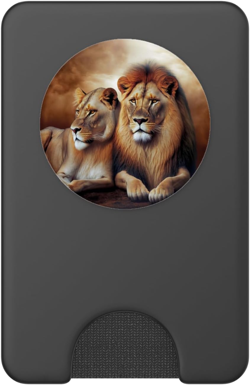 Lion and Lioness PopSockets PopWallet for MagSafe