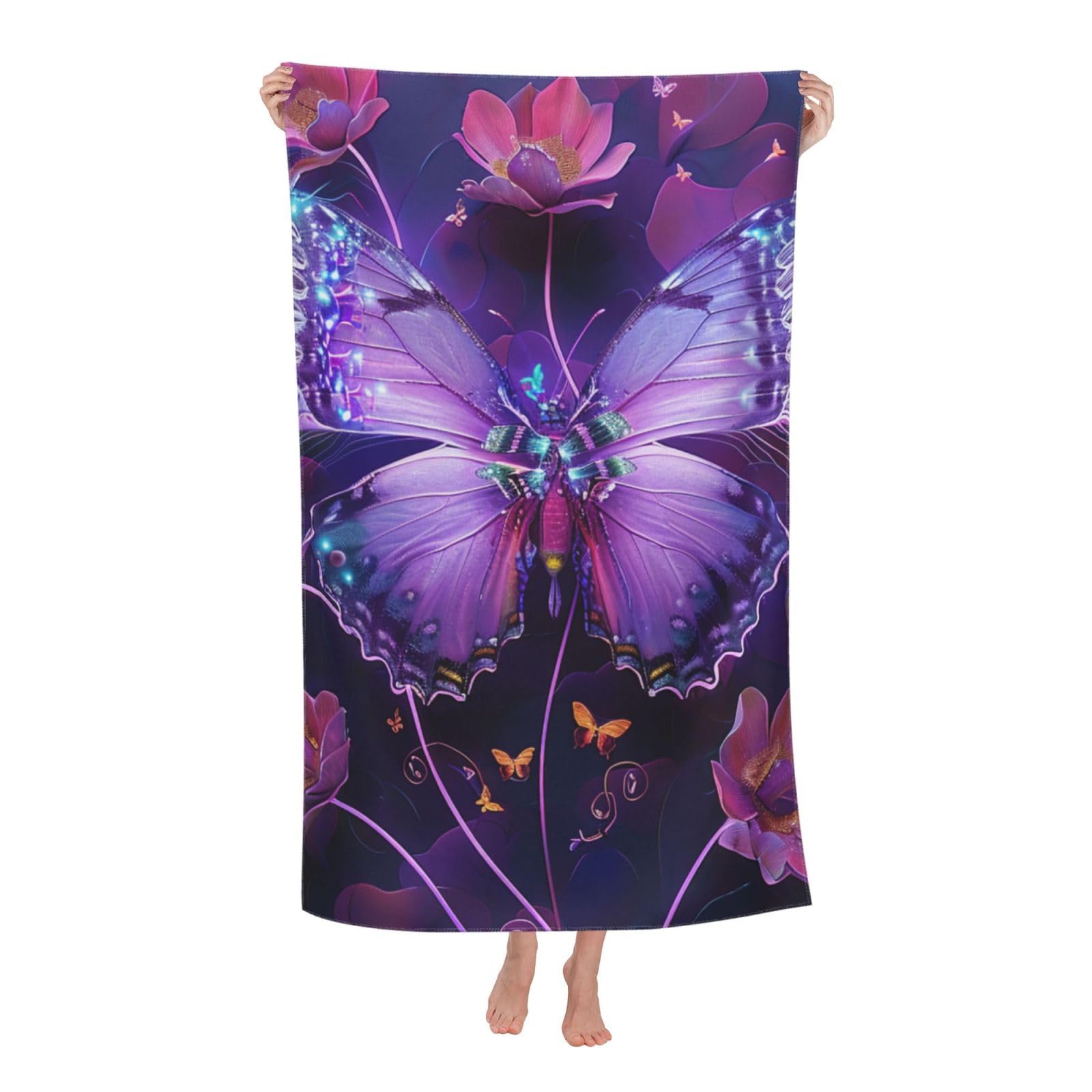 BWWHCCTI Butterfly Printed Quick Dry Bath Towel, Soft Microfiber Towels Fast Drying Beach Towels for Travel,Camping,Gym,Swimming,Yoga