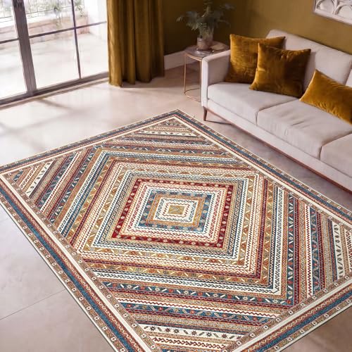 Keen Home Design 5x7 Rug - Machine Washable Area Rug with Non-Slip Backing, Ideal for Living Room, Dining Room, Bedroom - Vintage, Easy Clean, Durable, Low Pile Rug - (5' x 7')