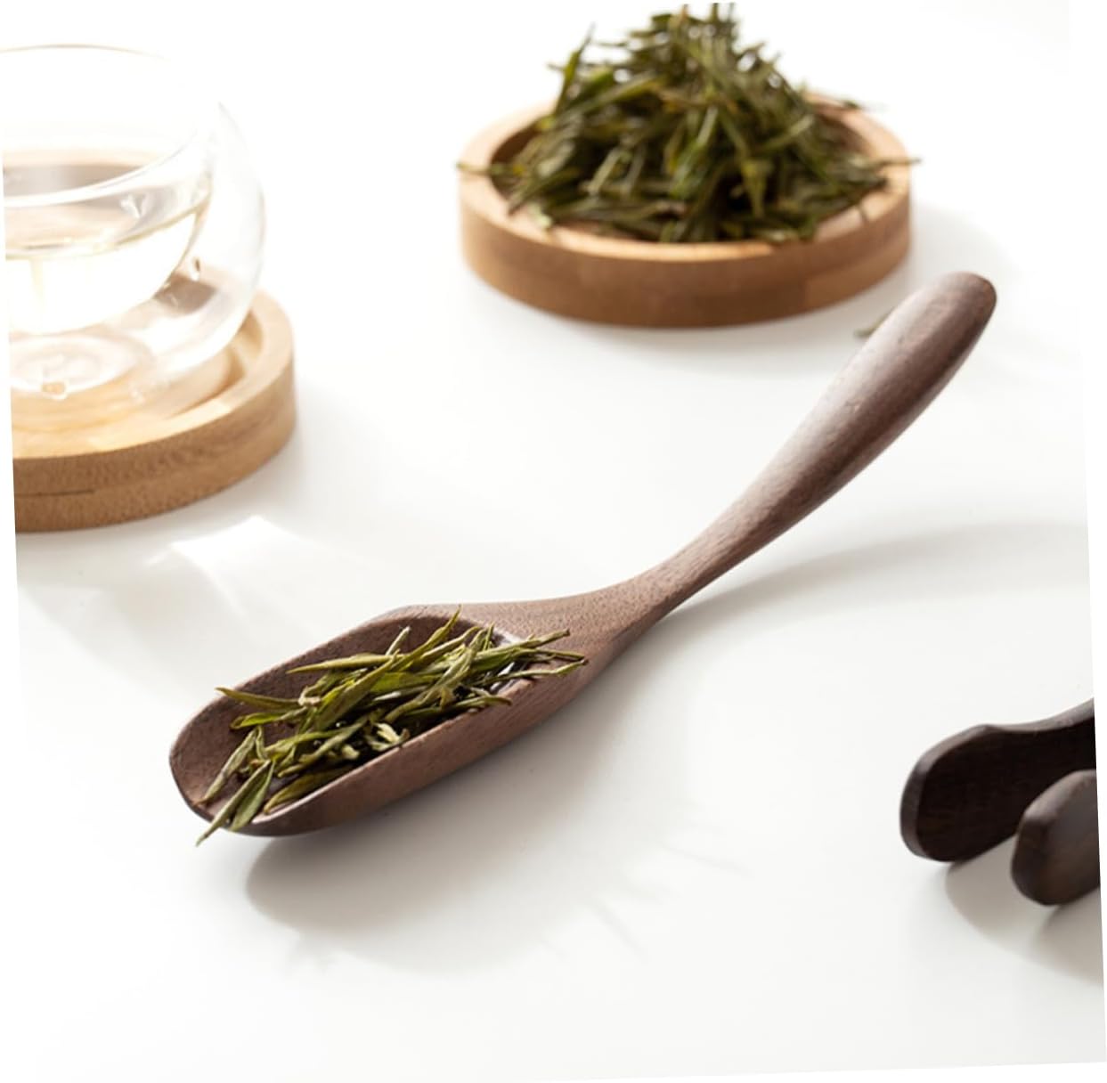 Wooden Tea Scoop Long Handle Versatile Teaspoon for Loose Leaf Tea Black Walnut Kitchen Tool for Easy Serving and Measuring