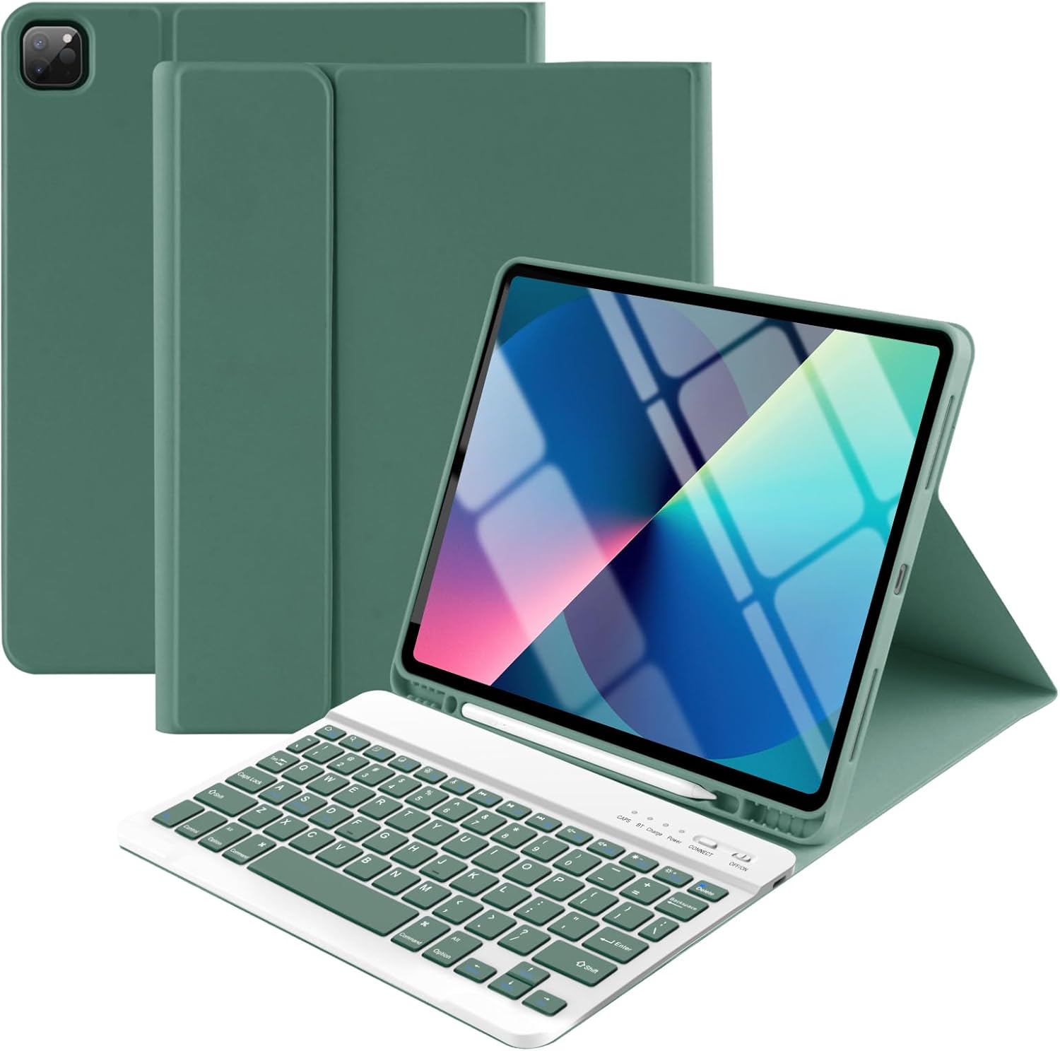 TaIYanG for iPad Air 13 inch M2 2024 Case with Keyboard for iPad Pro 12.9 6th Generation 2022 Case with Detachable Wireless Keyboard for iPad Pro 12.9 5th 2021 with Pencil Holder-Auto Sleep/Wake