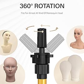 ZQIAN BEAUTY Wig Stand Tripod, 25 Inch Adjustable Mannequin Head Stand, Wig Head Stand for Training Heads And Canvas Block Head (Golden, Mannequin Head Not Included)