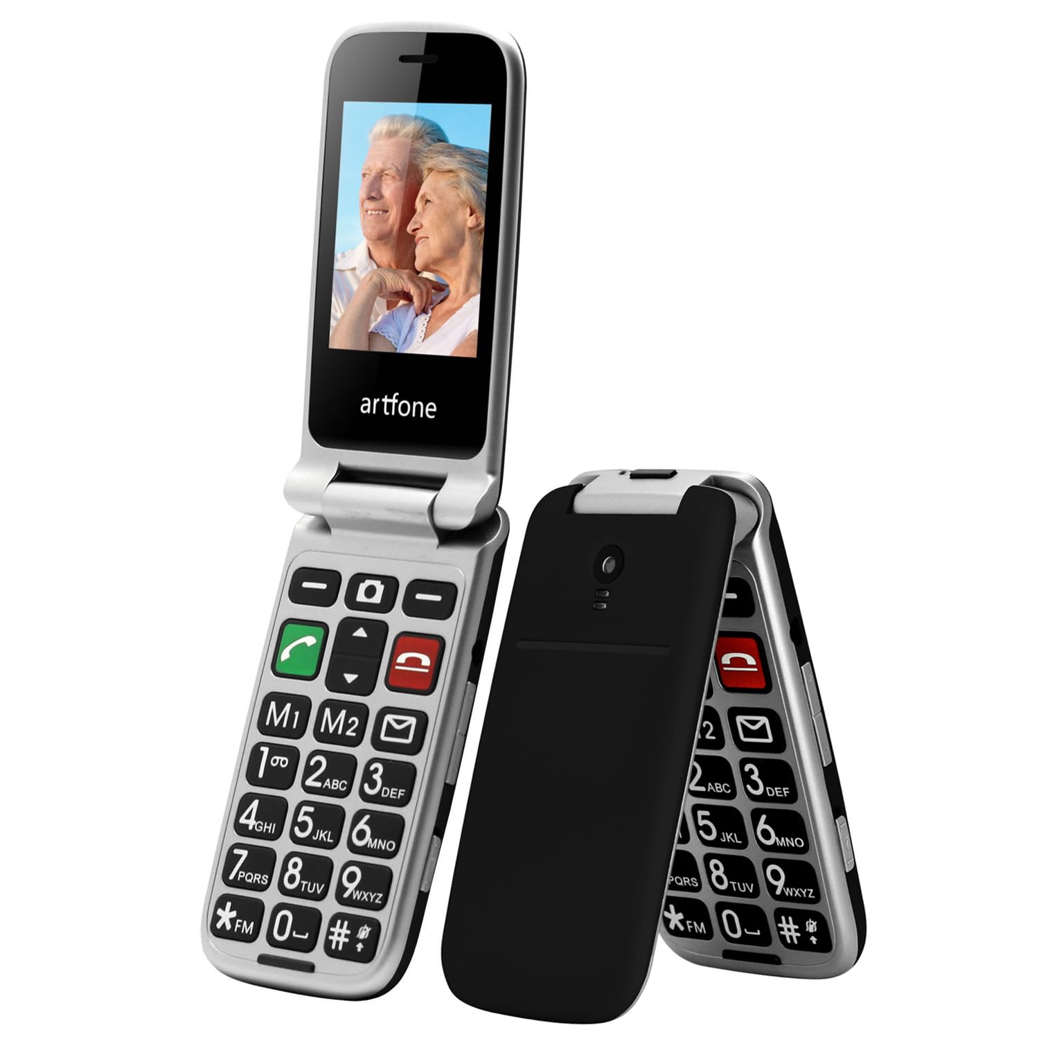 artfone CF241A Telefono Cellulare per Anziani丨GSM Flip Telefoni Cellulari con Tasti Grandi丨2.4" Display丨Funzione di orario丨Funzione SOS丨Volume Alto丨Doppia SIM丨Batteria da 1300 mAh丨Torcia丨FM - Nero