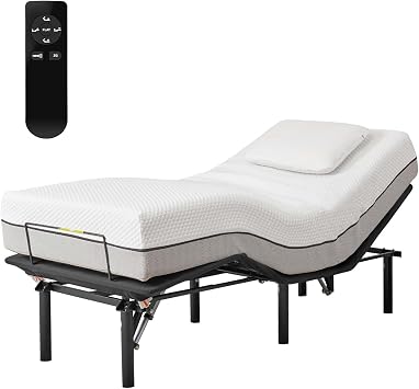 إطار سرير قابل للتعديل Twin XL ، قاعدة سرير كهربائية مريحة ، رأس آلي ومسطح للقدم ، جهاز تحكم عن بعد لاسلكي ، محركات هادئة ، إطار سرير مريح لمكافحة الشخير ، Zero Gravity