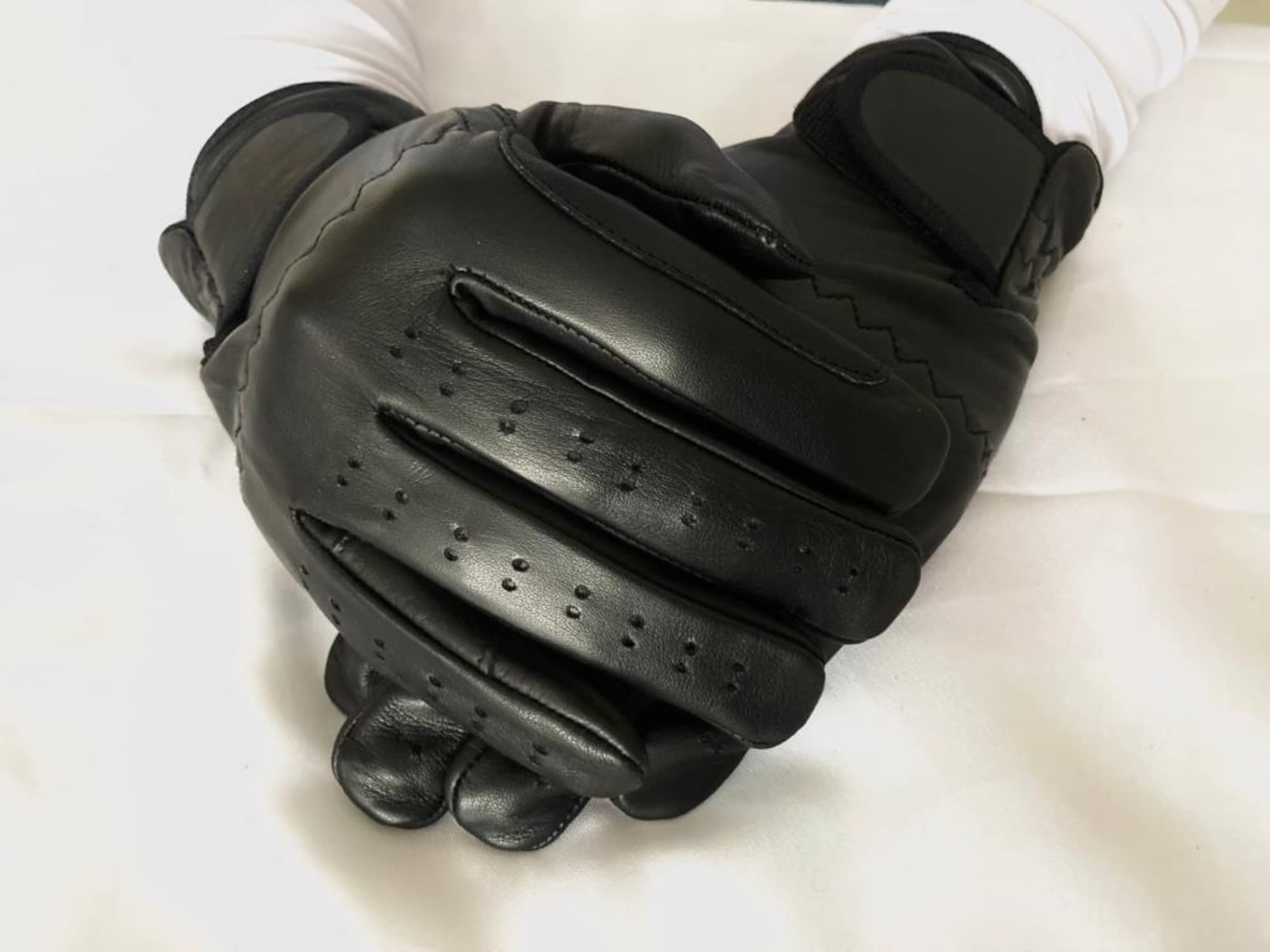 Guantes de equitación para mujer, 100% cuero real, marrón, beige, marrón y negro, para mujer ecuestre (mediano, negro)