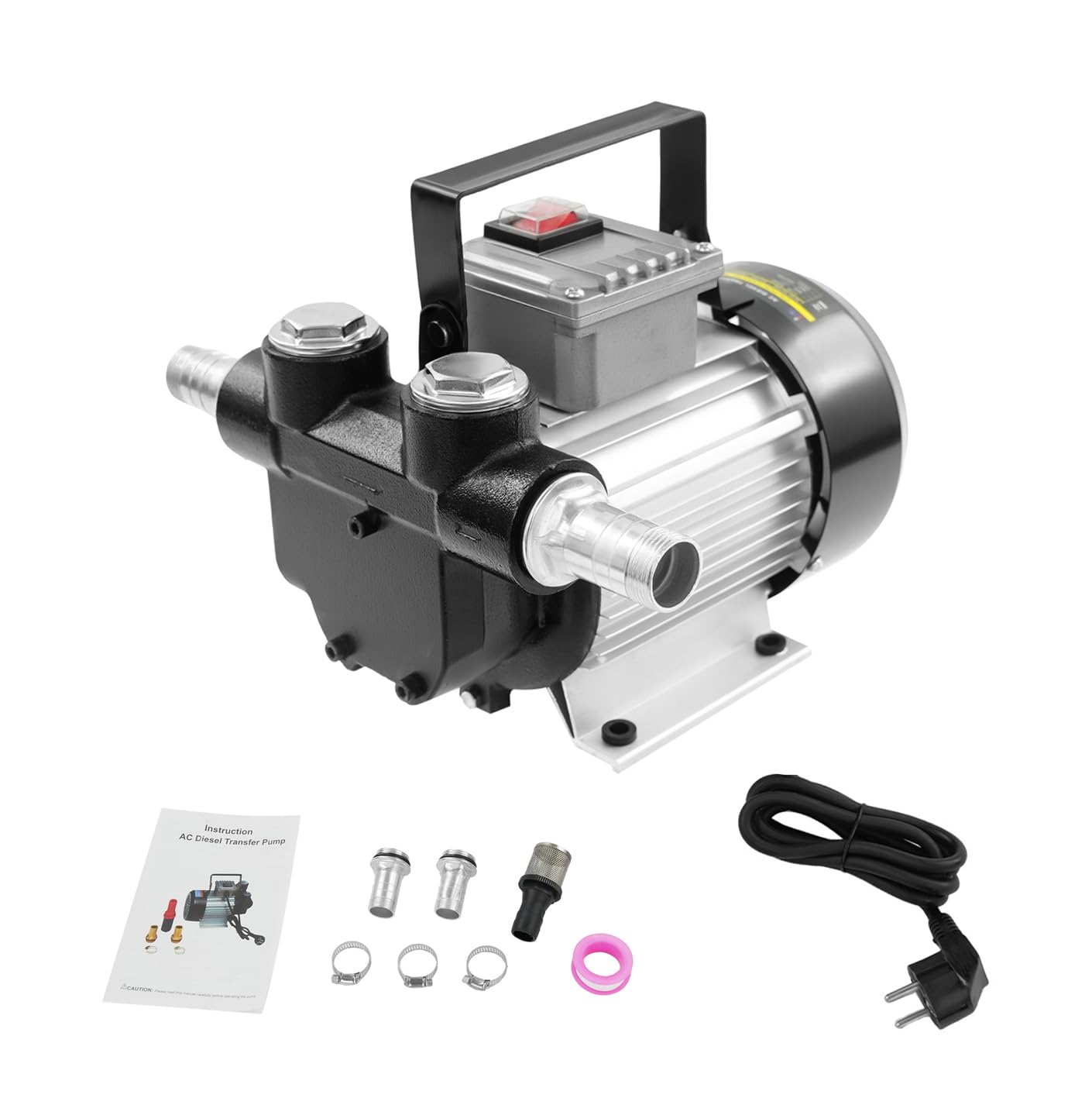 Pompe à diesel 220 V 550 W, pompe à huile auto-amorçante 2800 tr/min, pompe à huile chauffante, puissance d'aspiration 5 m, pompe d'aspiration 60 l/min, pompe à tonneau pour pelleteuse, camion