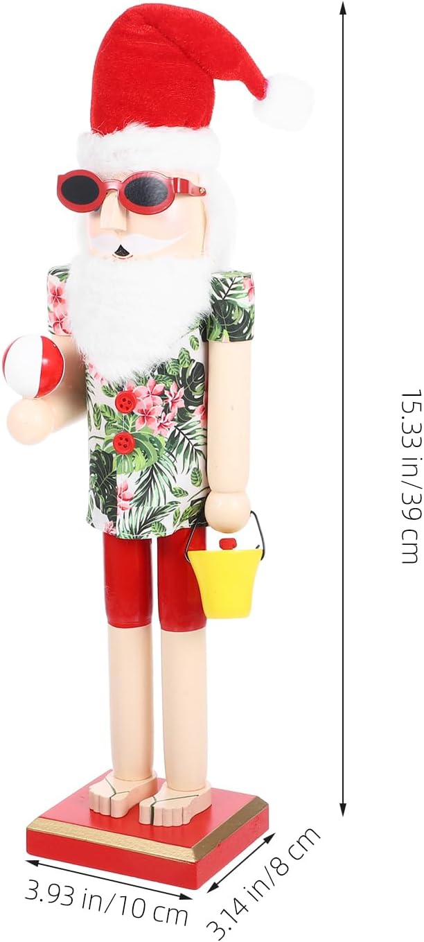 Beach Nutcracker Wooden Figurine Unique Christmas Nutcracker for Holiday Decor Summer Themed Ornaments Xmas Decoration for Home