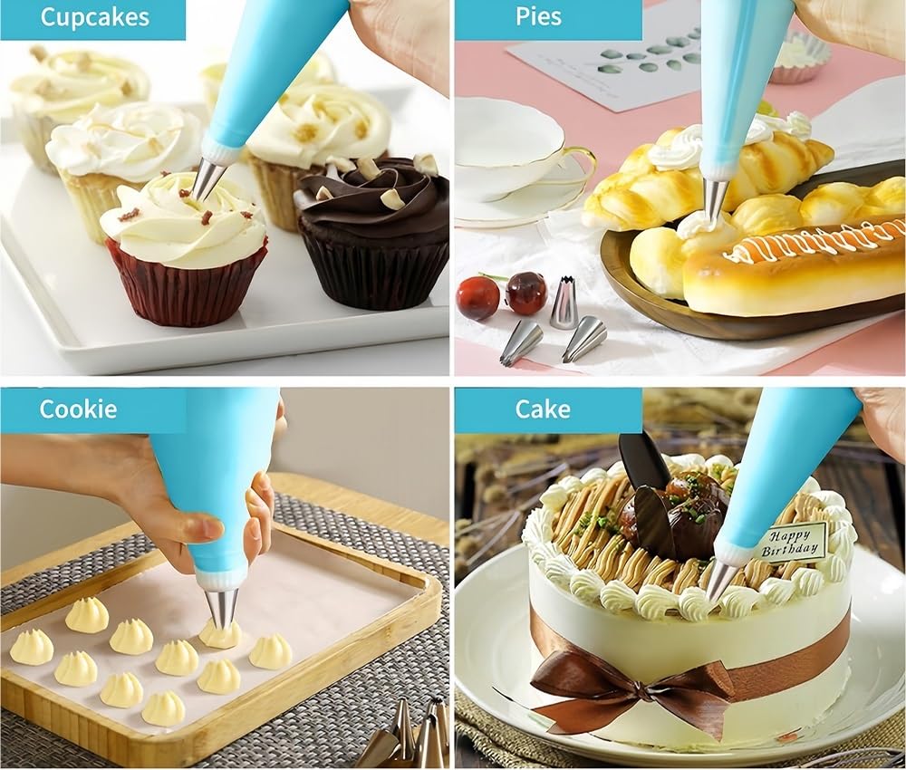 Reposteria Utensilios,Equipos para Hacer Pasteles Juego de 236 herramientas for decorar tartas, bolsas for repostería, moldes for decorar tartas, con puntas for niños, utensilios de cocina(SKY BLUE)